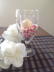 Pearls And Diamond Candle Votive/Wine Glass Fillers Red/Ivory Pearl, Clear Diamonds