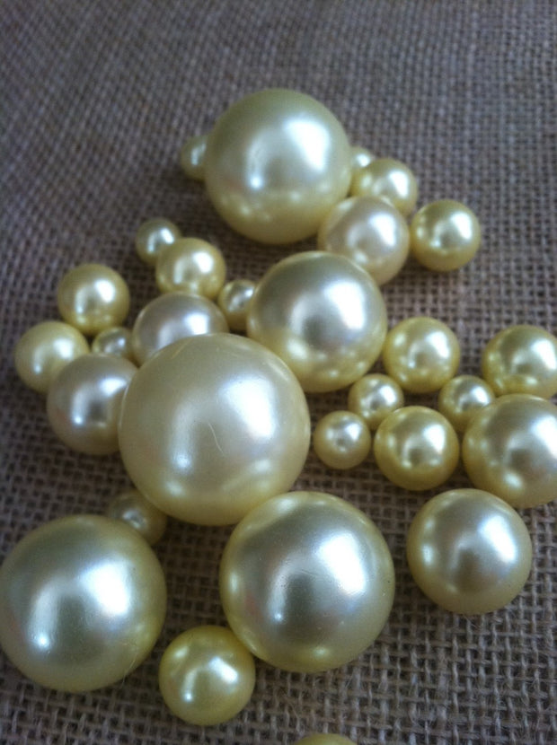 Light Yellow Pearls For Floating Pearl Centerpieces, Jumbo Pearls Vase Fillers, Scatters, Confetti
