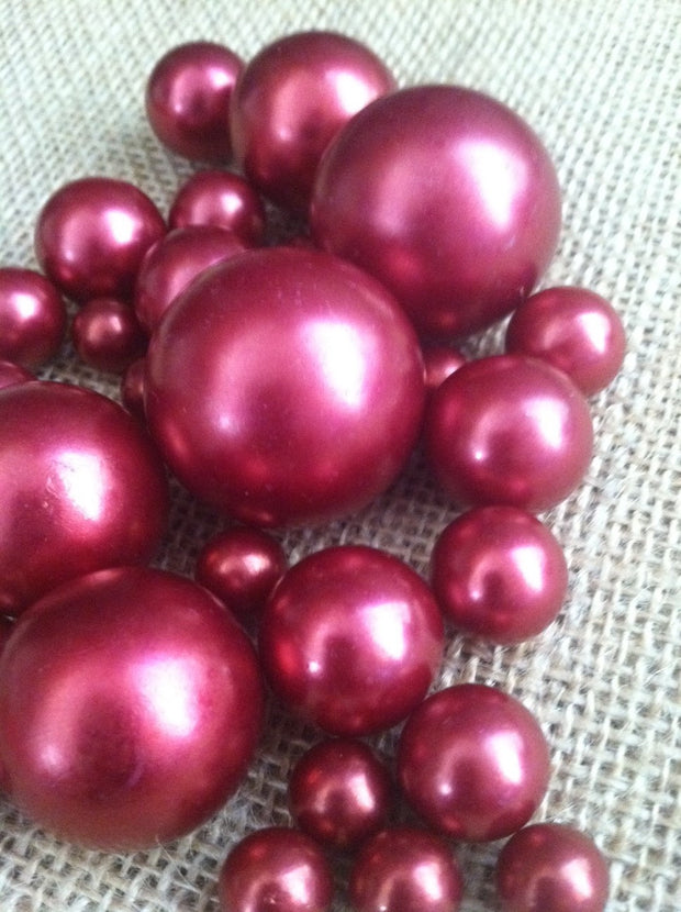 Cranberry Red Pearls For Floating Pearl Centerpieces, Jumbo Pearls Vase Fillers, Scatters, Confetti