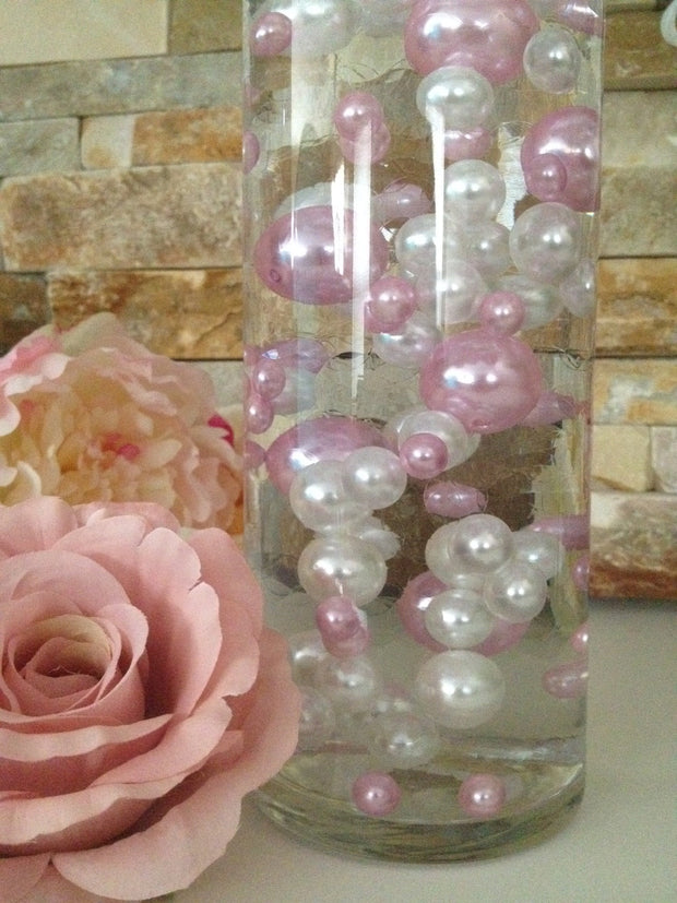 Floating Hot pink/Pink vase filler pearls, centerpiece, no hole pearl
