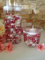 120pc Mauve Pink/White Pearls, Mix Size Pearls, No Hole Pearls For Vase Fillers, Crafts, DIY Floating Pearls