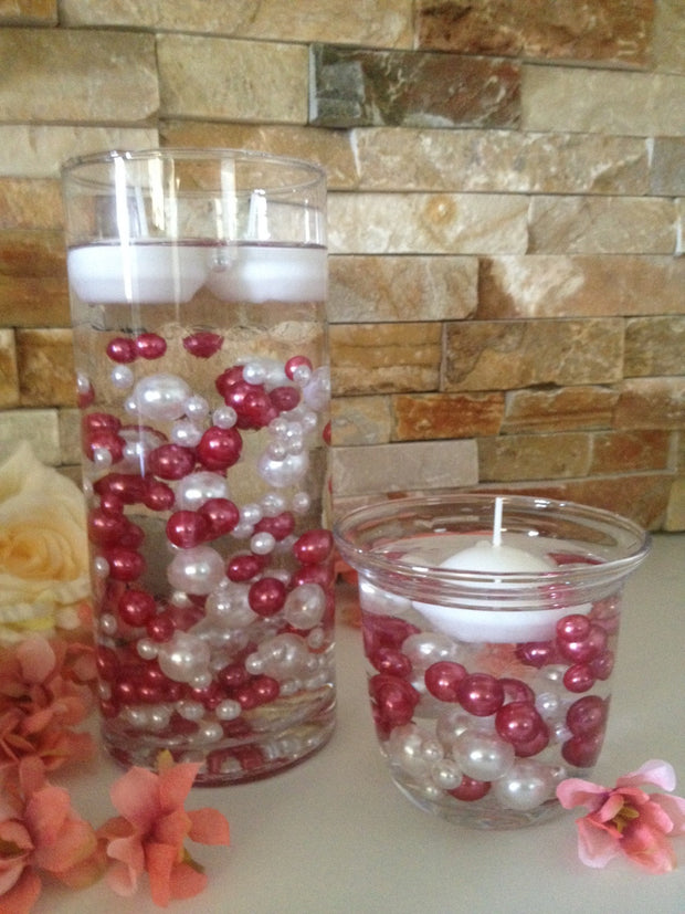 120pc Mauve Pink/White Pearls, Mix Size Pearls, No Hole Pearls For Vase Fillers, Crafts, DIY Floating Pearls