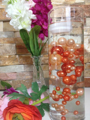 DIY Floating Pearl Centerpiece Vase Filler Pearls Peach/Coral Orange Pearls 80 Jumbo & Mix Size Pearls