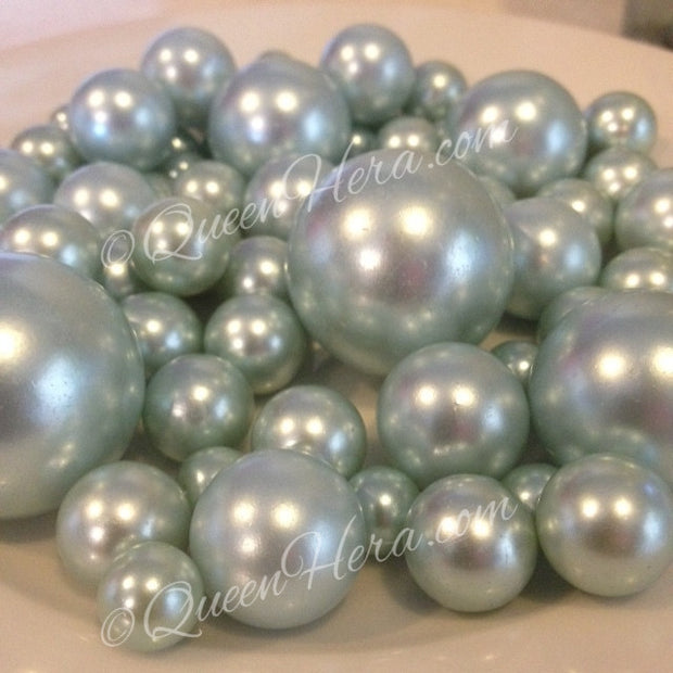 Floating Pearl Centerpiece-Sky Blue Jumbo Pearls Vase Filler Pearls (no hole pearls) - Table Decors, Scatters