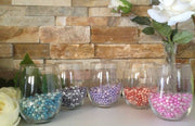 Diamonds And Pearls Table Scatter, Teal Blue & Light Blue Table Confetti, Vase Filler Pearls For Candles, Wine glass