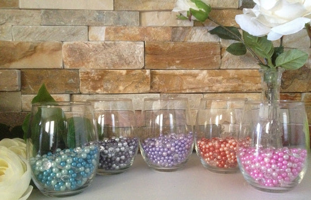 Diamonds And Pearls Table Scatter, Teal Blue & Light Blue Table Confetti, Vase Filler Pearls For Candles, Wine glass
